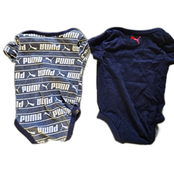 Lot of Two One Piece Infant Button Buckles Blue Red Sz 3-9M - Picture 2 of 4